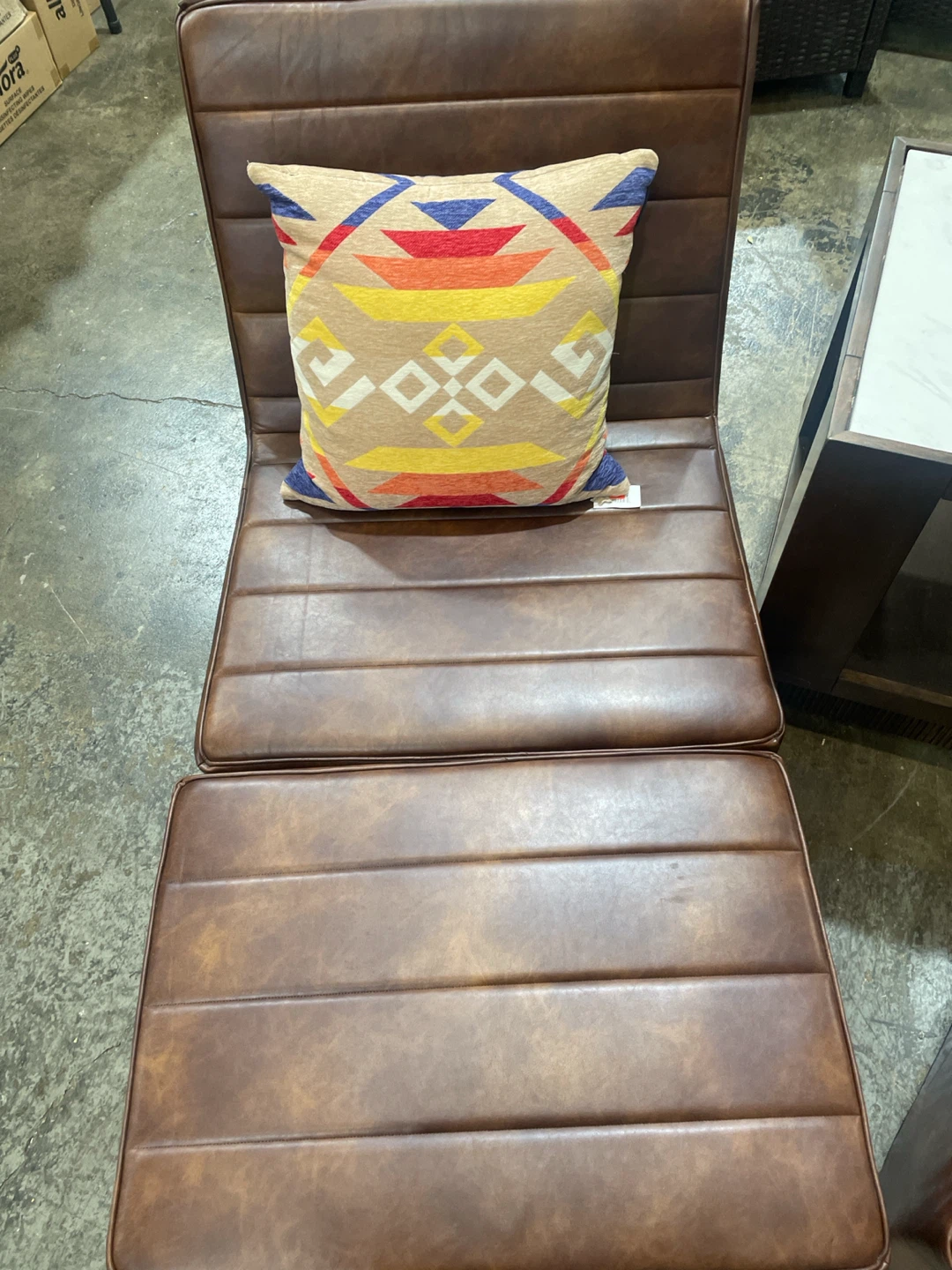 Brown Faux Leather Chaise Lounge Chair - photo 2