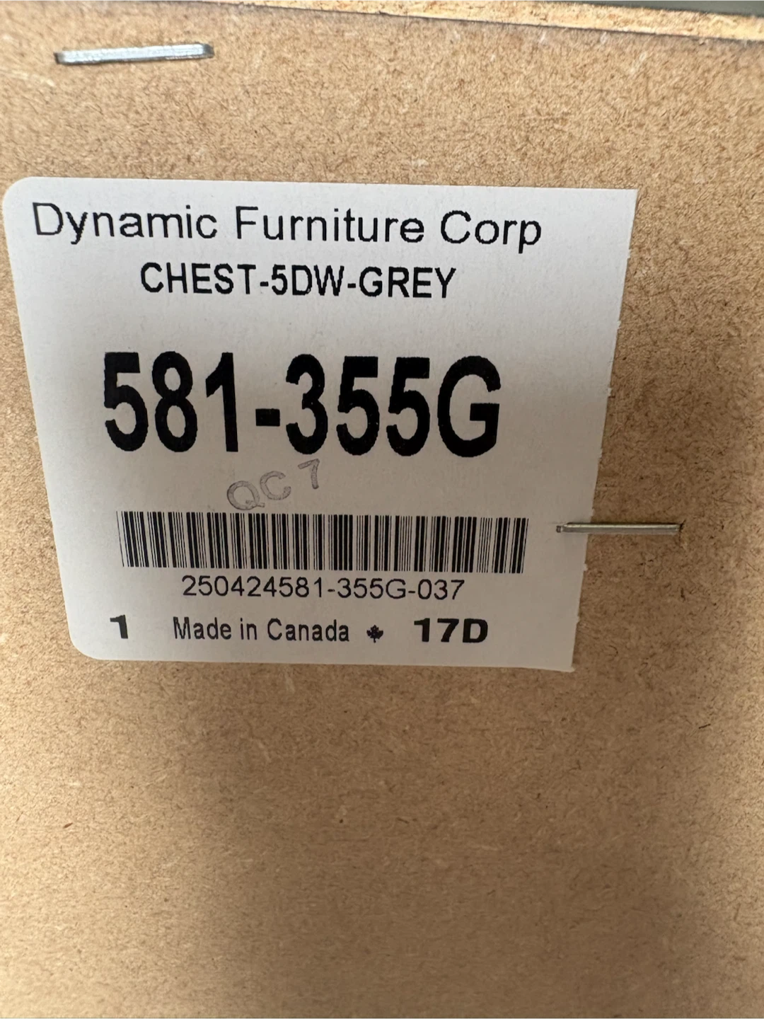 Brand New Dynamic Furniture 5-Drawer Dresser – Assembled - photo 5