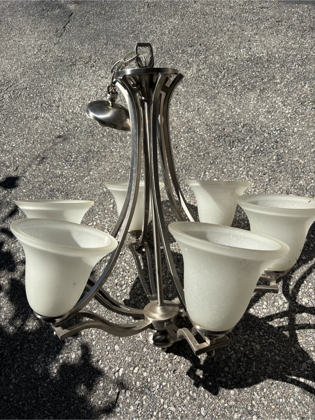 Chandelier Light Fixture - Brass & Silver Tones
