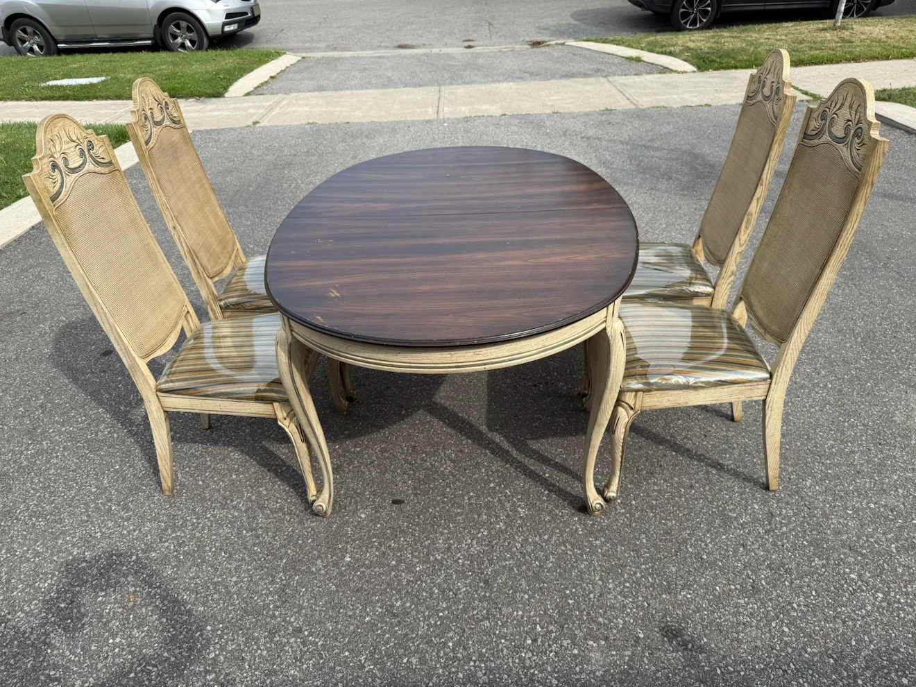 Vintage French Provincial 7-Piece Dining Set - Table, 6 Chairs