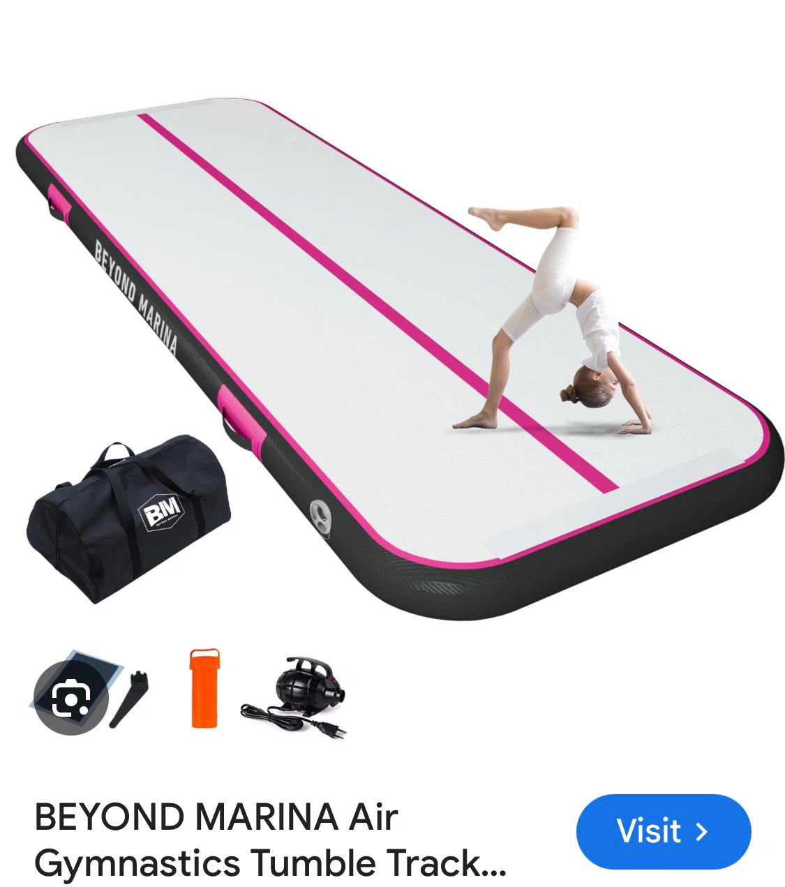 BEYOND MARINA Air Gymnastics Tumble Track Mat with Pump & Bag