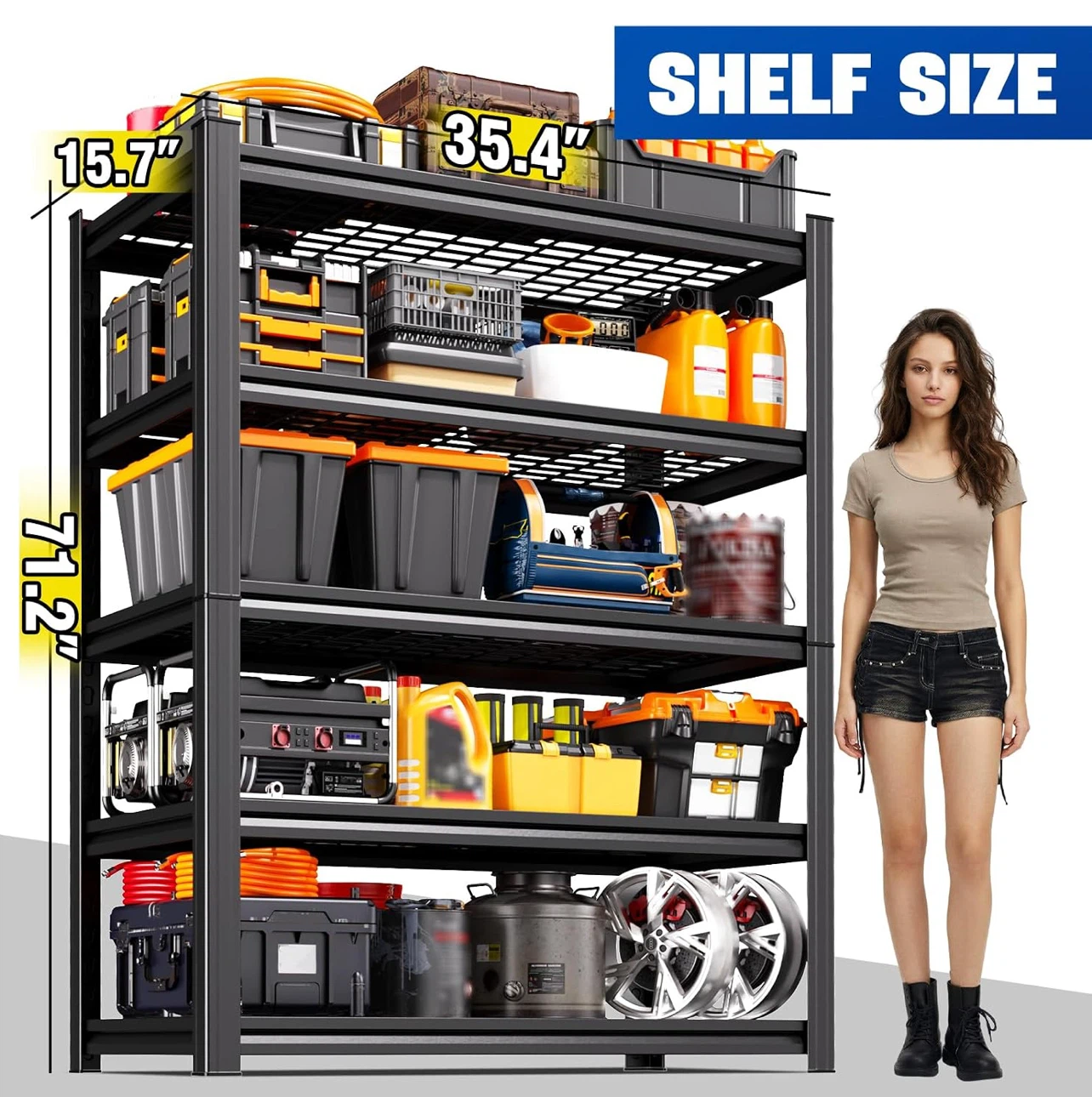 71.2" H-35.4" W Garage Shelving Heavy Duty Storage Shelves