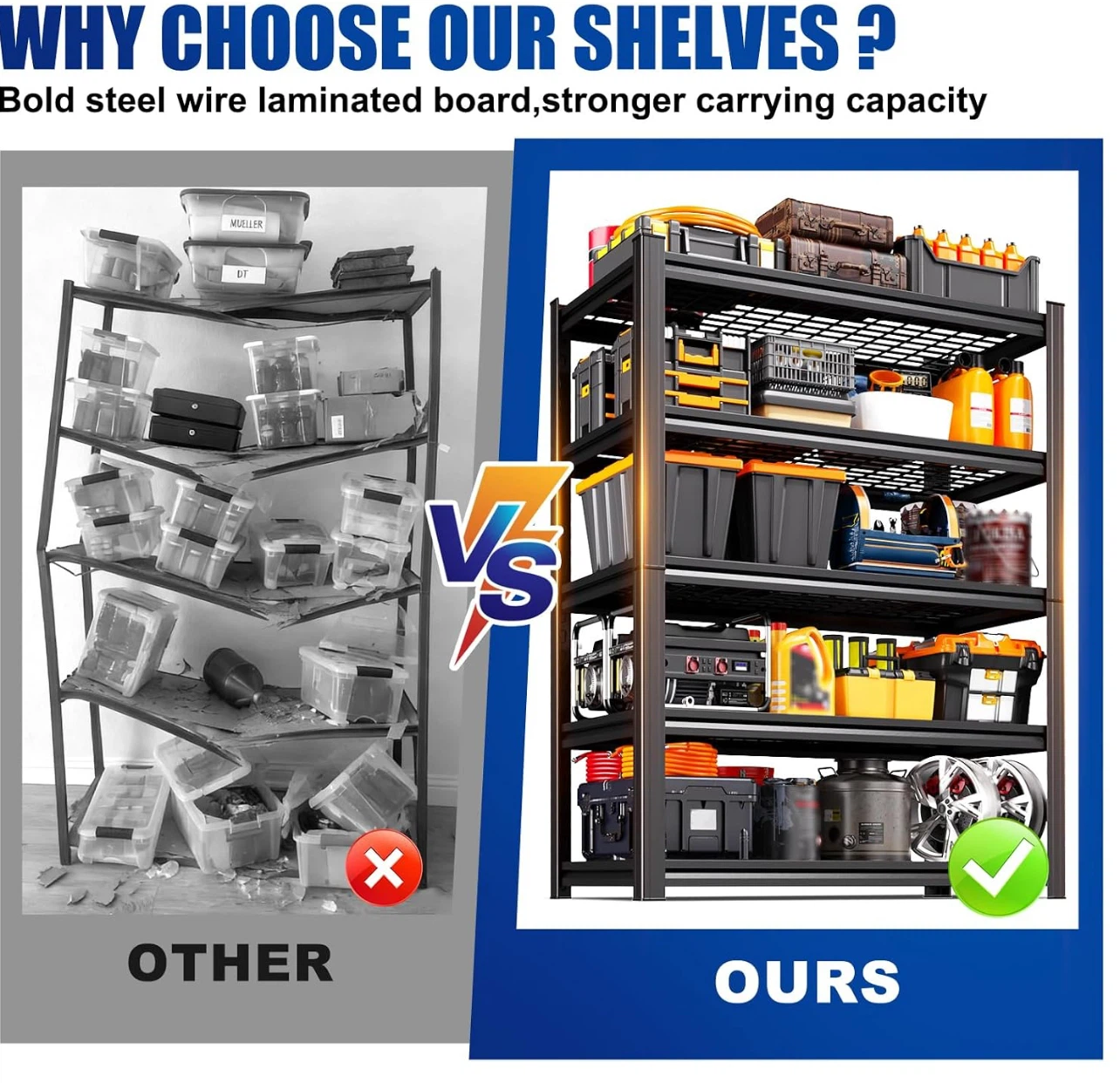 71.2" H-35.4" W Garage Shelving Heavy Duty Storage Shelves - photo 3
