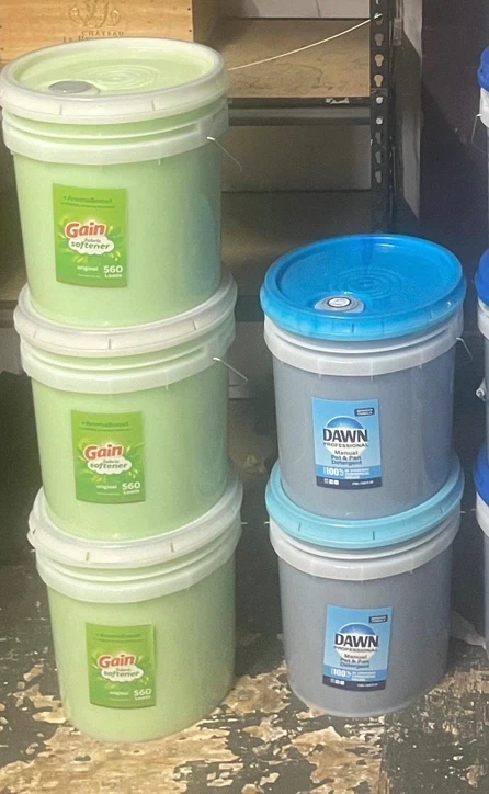 Tide, Gain, Dawn, Downy, and Oxy Laundry Detergent Buckets - photo 4