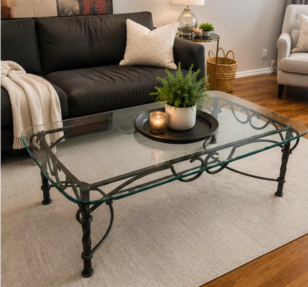 Glass Coffee Table / Metal Frame