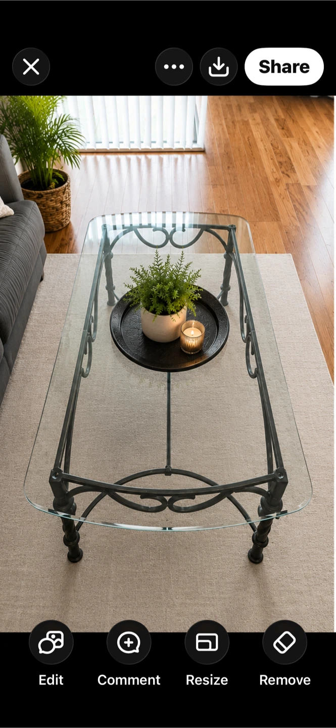 Glass Coffee Table / Metal Frame - photo 2