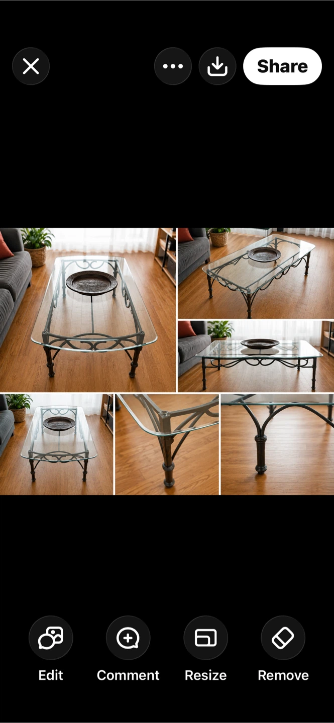 Glass Coffee Table / Metal Frame - photo 3
