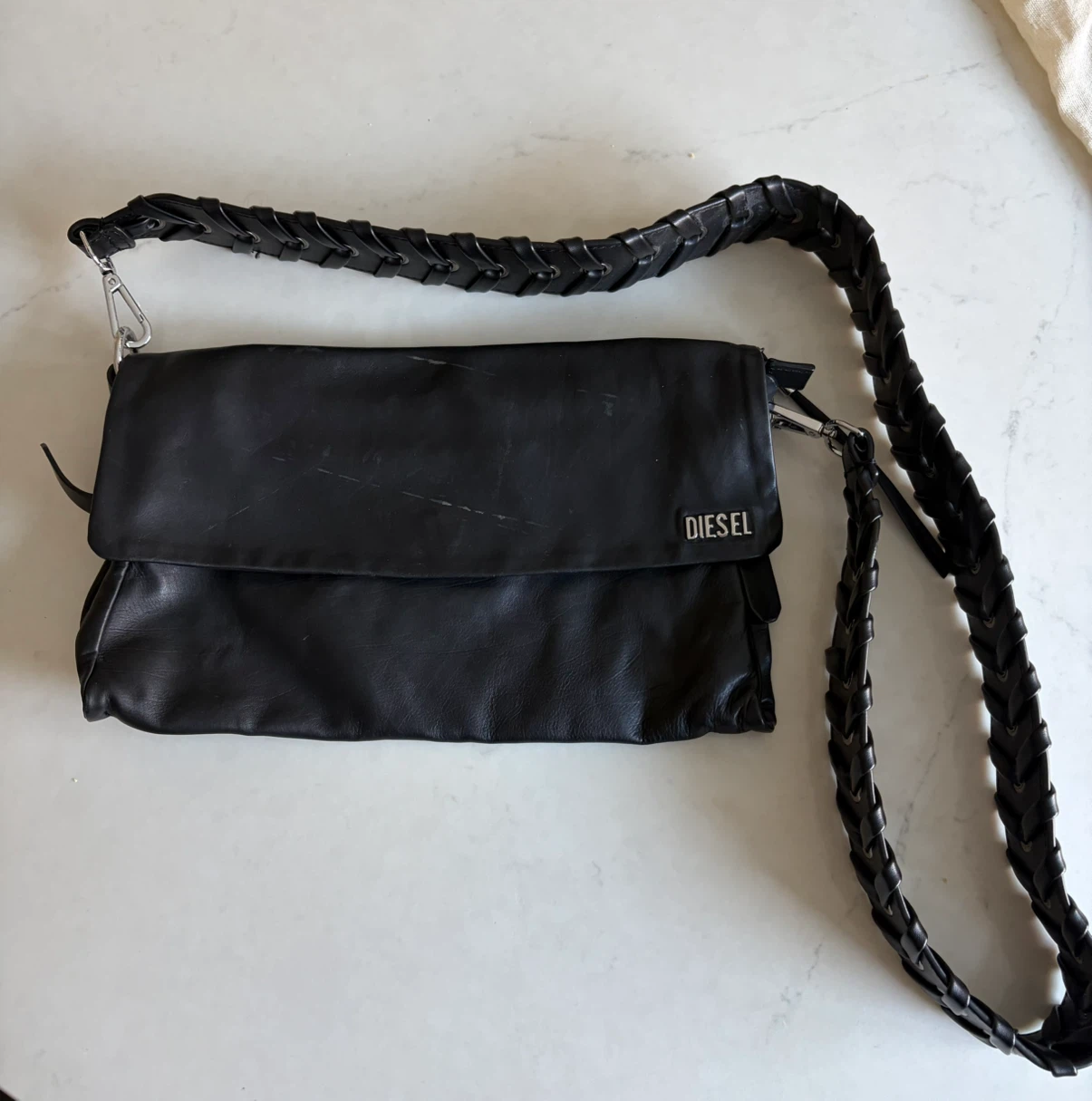 Diesel Black Leather Clutch/Shoulder Bag