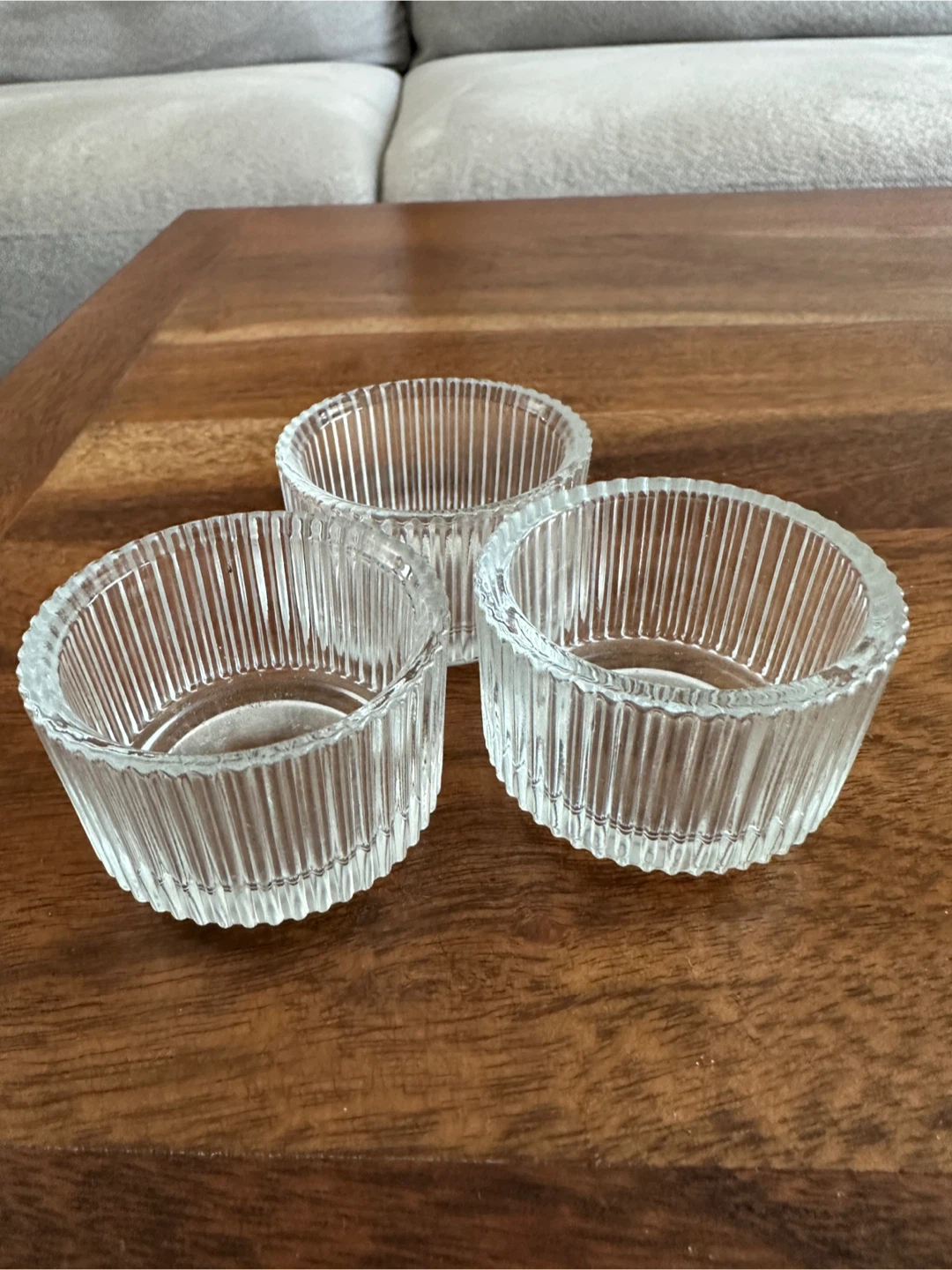 Set of 3 Clear Glass Votive Candle Holders