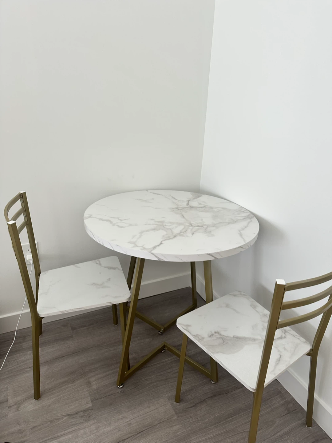 Marble Top Bistro Set with 2 Chairs