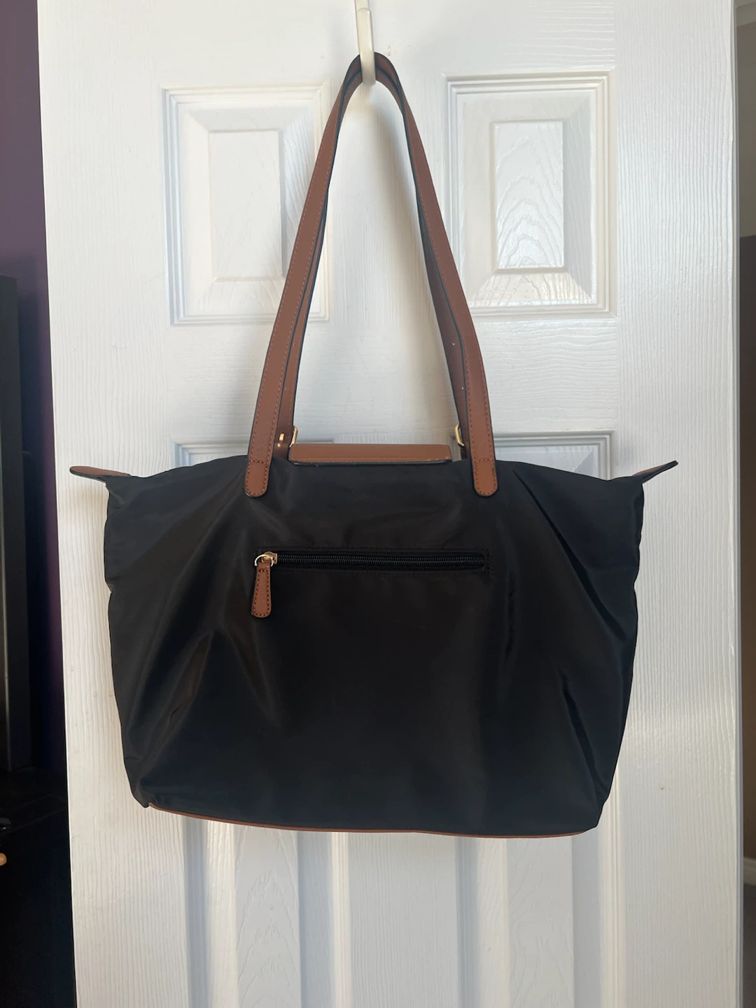 Black Tote Bag with Brown Straps - photo 2