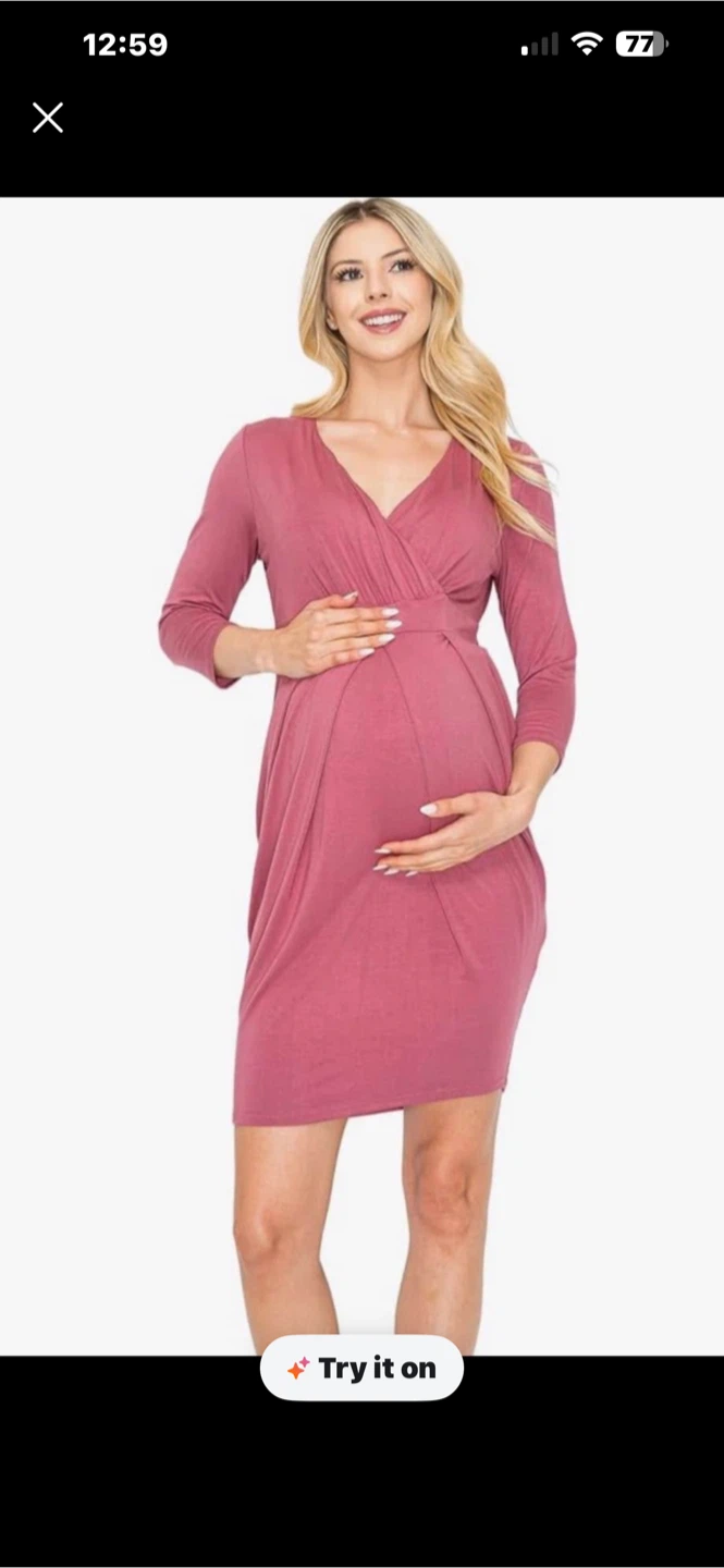 Dusty Rose Maternity Wrap Dress Medium size