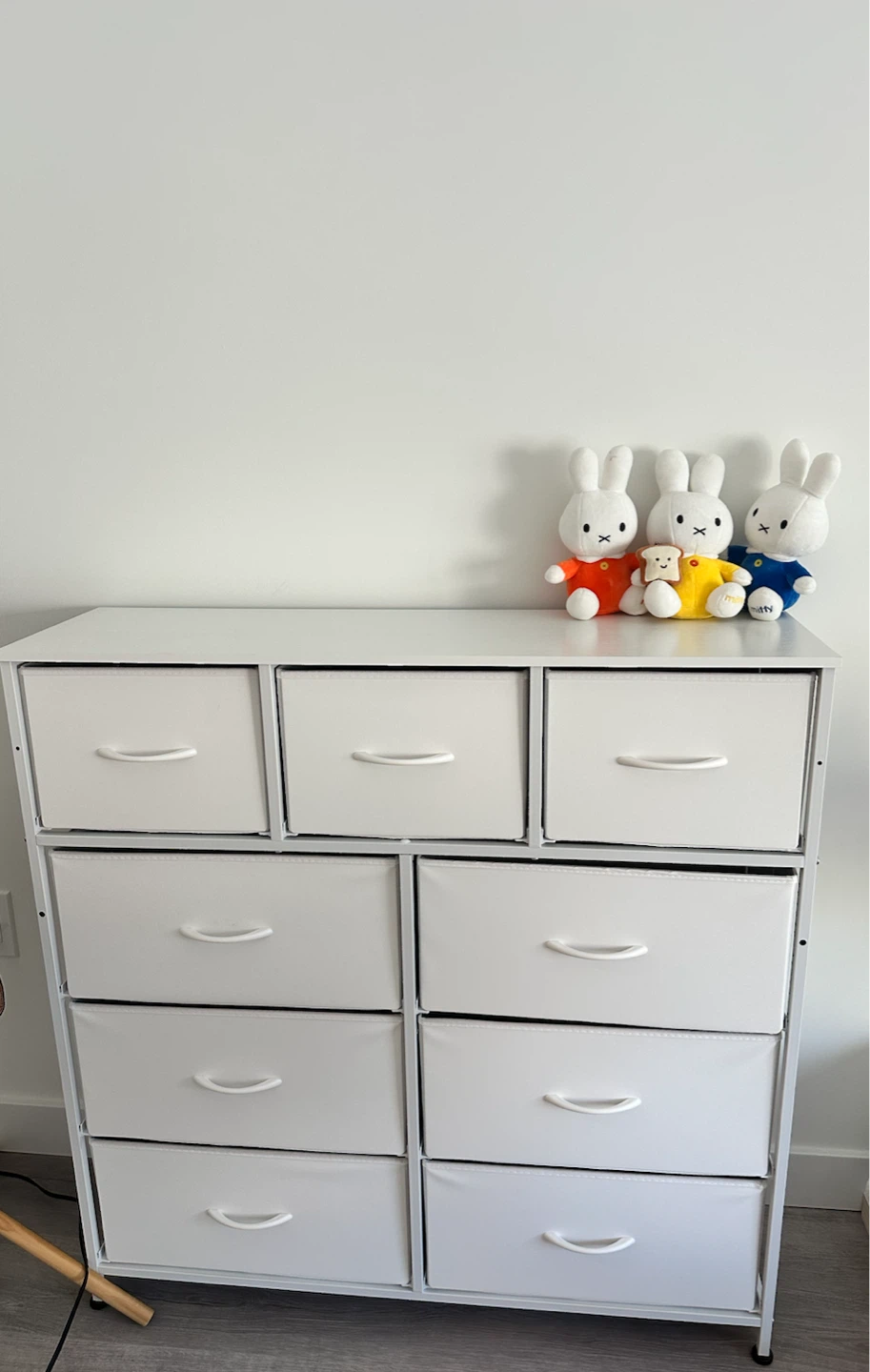 White 9 Drawer Fabric Dresser