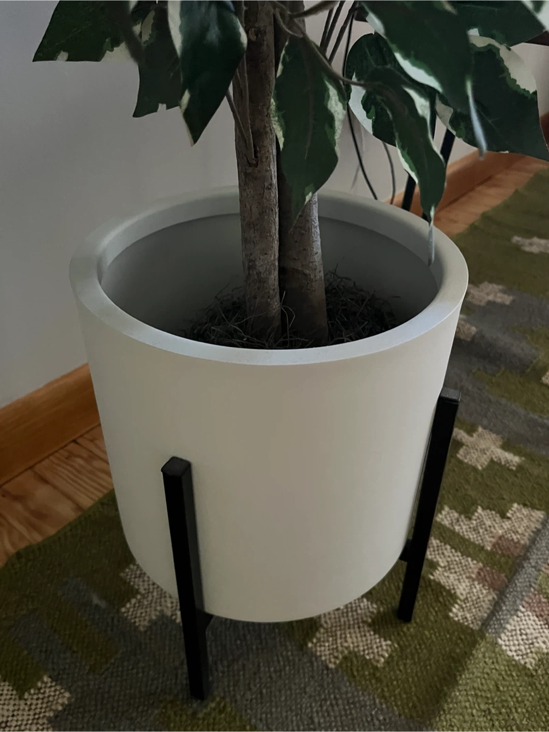 Artificial Ficus Tree in White Pot with Stand - photo 2