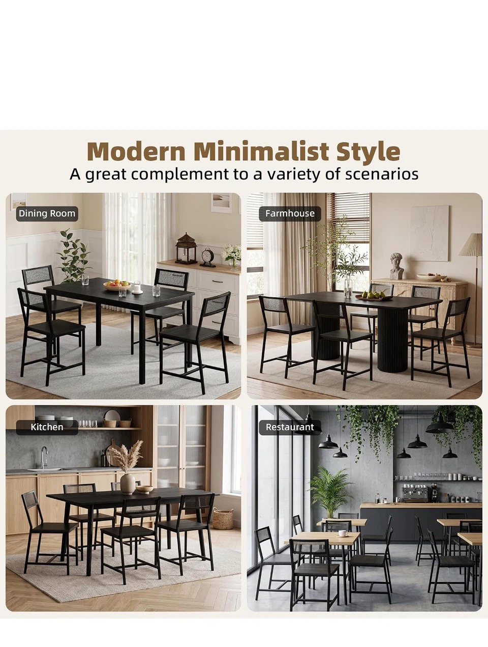 4 Pack Dining Chairs - Black Modern Minimalist Style - photo 2