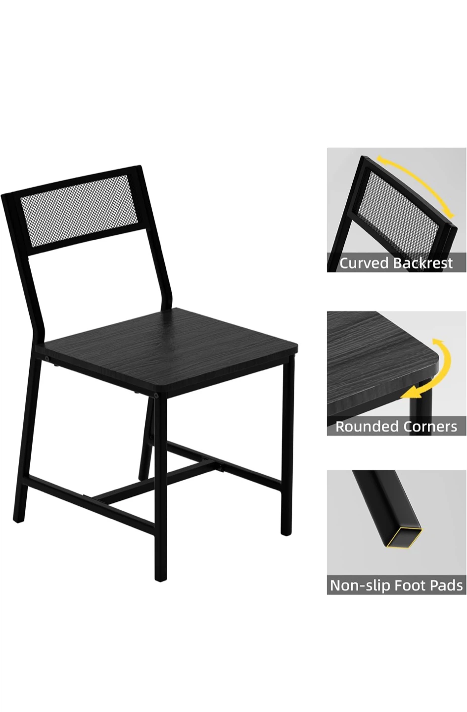 4 Pack Dining Chairs - Black Modern Minimalist Style - photo 3
