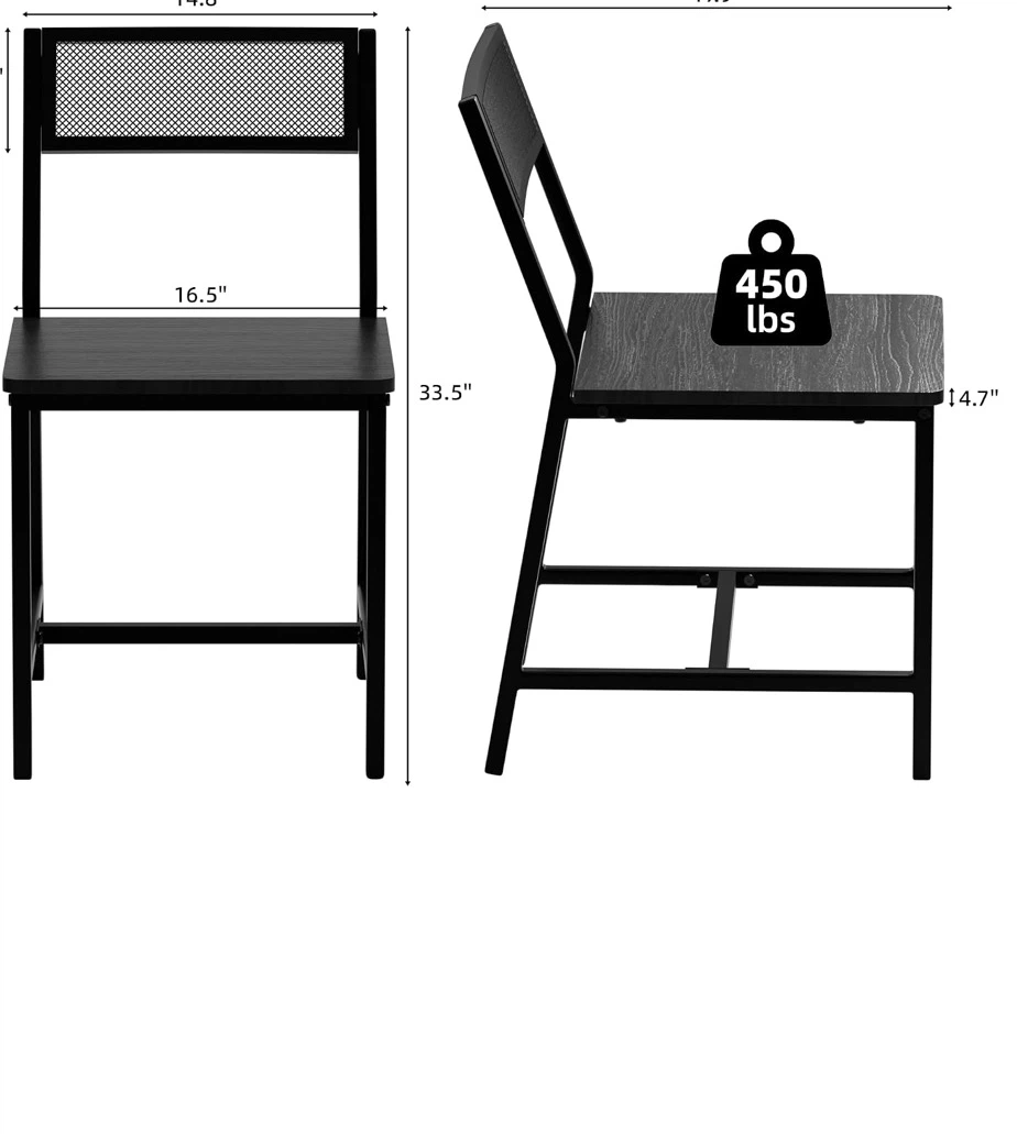 4 Pack Dining Chairs - Black Modern Minimalist Style - photo 4