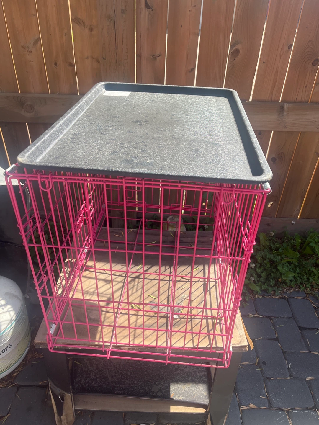 Pink Dog Crate with Tray