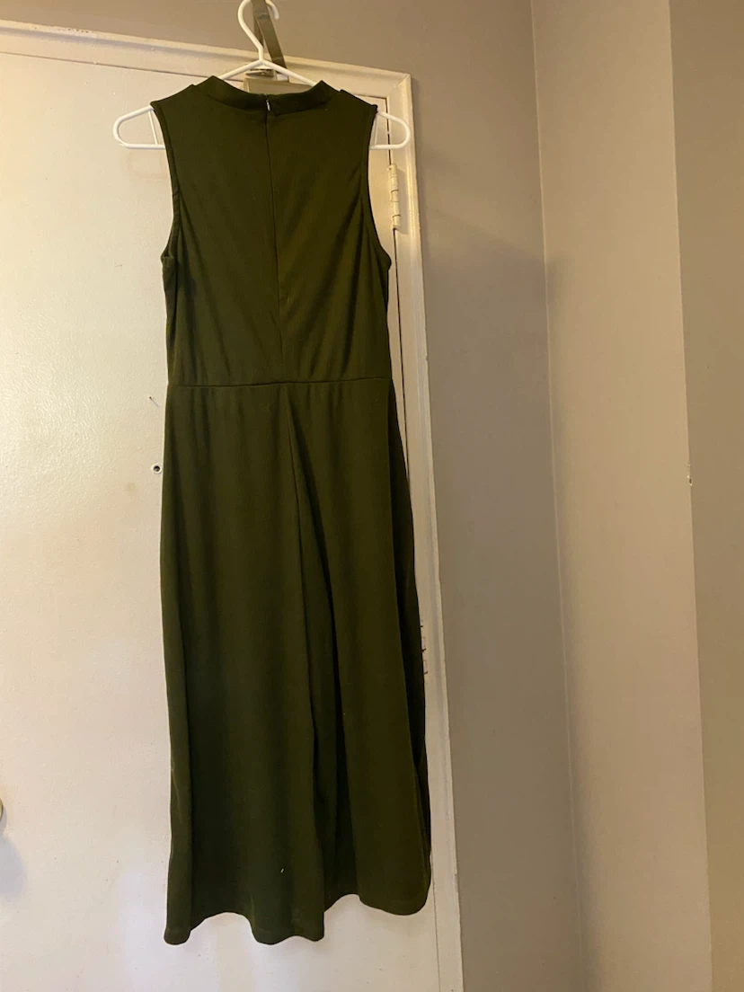 Olive green sleeveless wide leg jumpsuit - photo 2