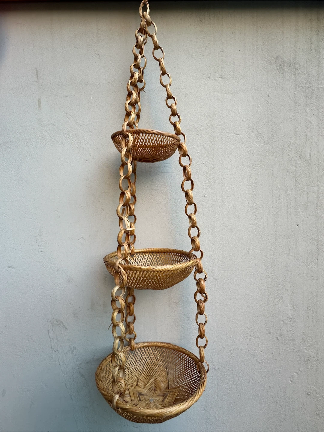 Woven Hanging Basket with 3 Tiers