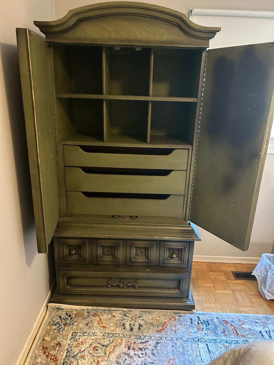 Green Armoire Wardrobe with Drawers
