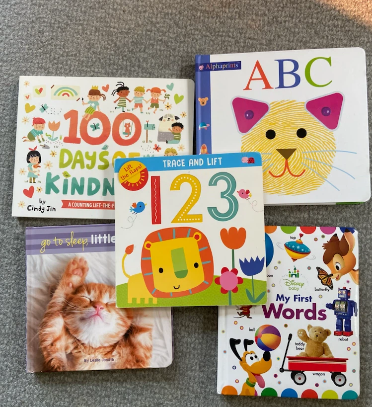 Set of 5 Kids Board Books: ABC, 123, Kindness, Sleep, and Words
