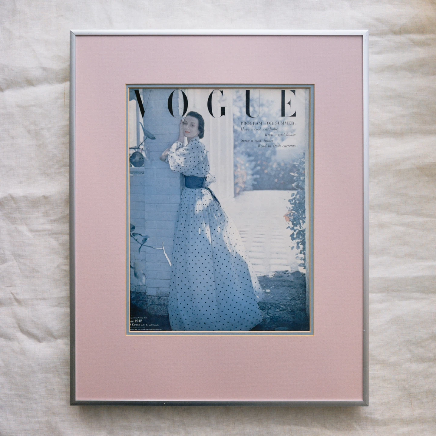 Vintage Vogue Magazine Cover in Silver Frame