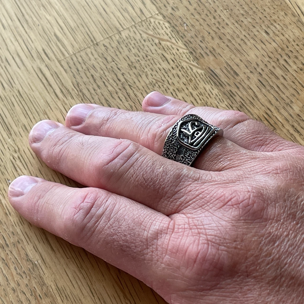 Eye of Horus textured ring in stainless steel (sizes 11 & 12) - photo 3