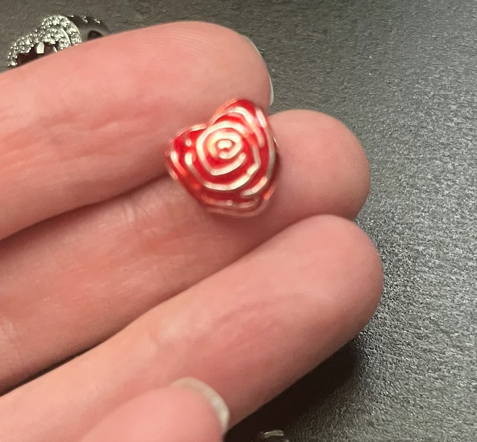 Red Heart Rose Charm