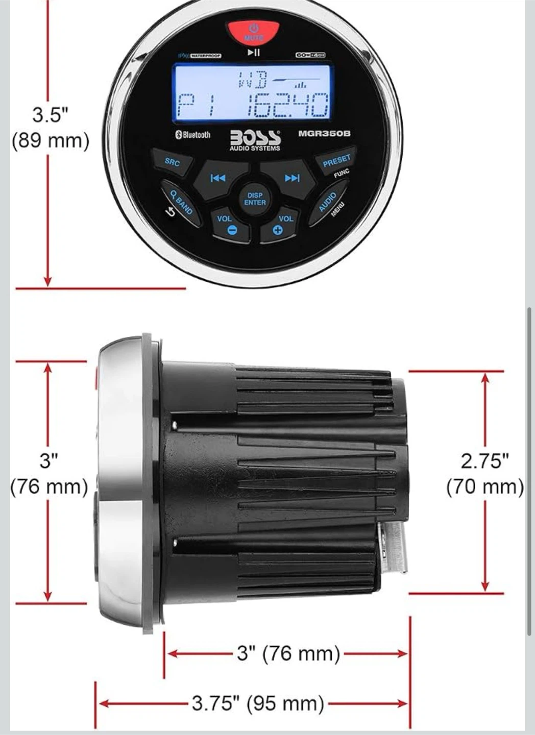 BOSS Audio Systems MGR350B Marine Gauge Stereo System - photo 5