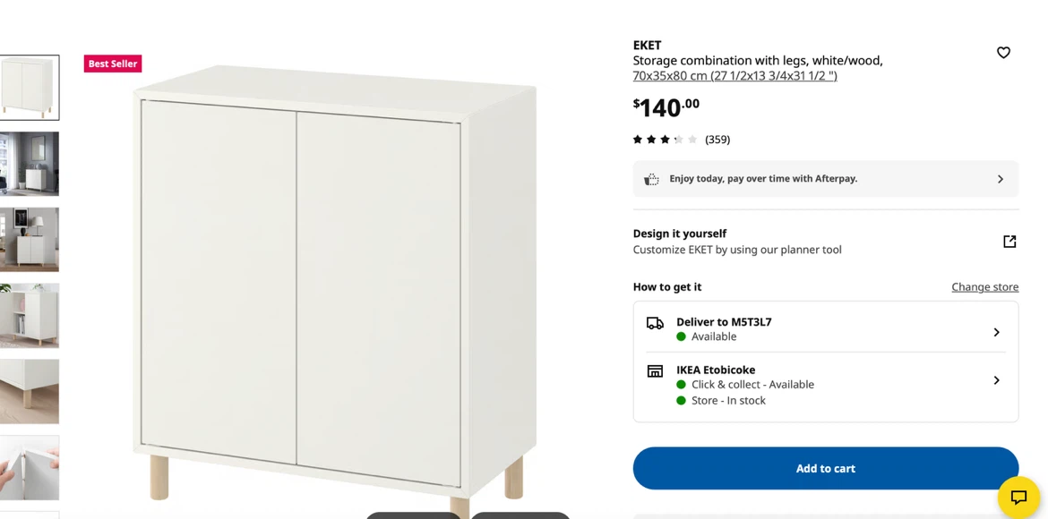 White IKEA EKET Cabinet with Oak Legs - photo 4