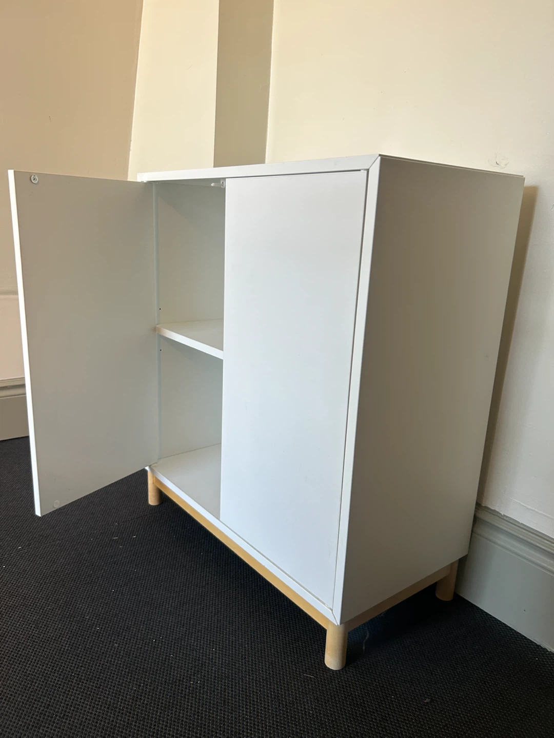White IKEA EKET Cabinet with Oak Legs - photo 5