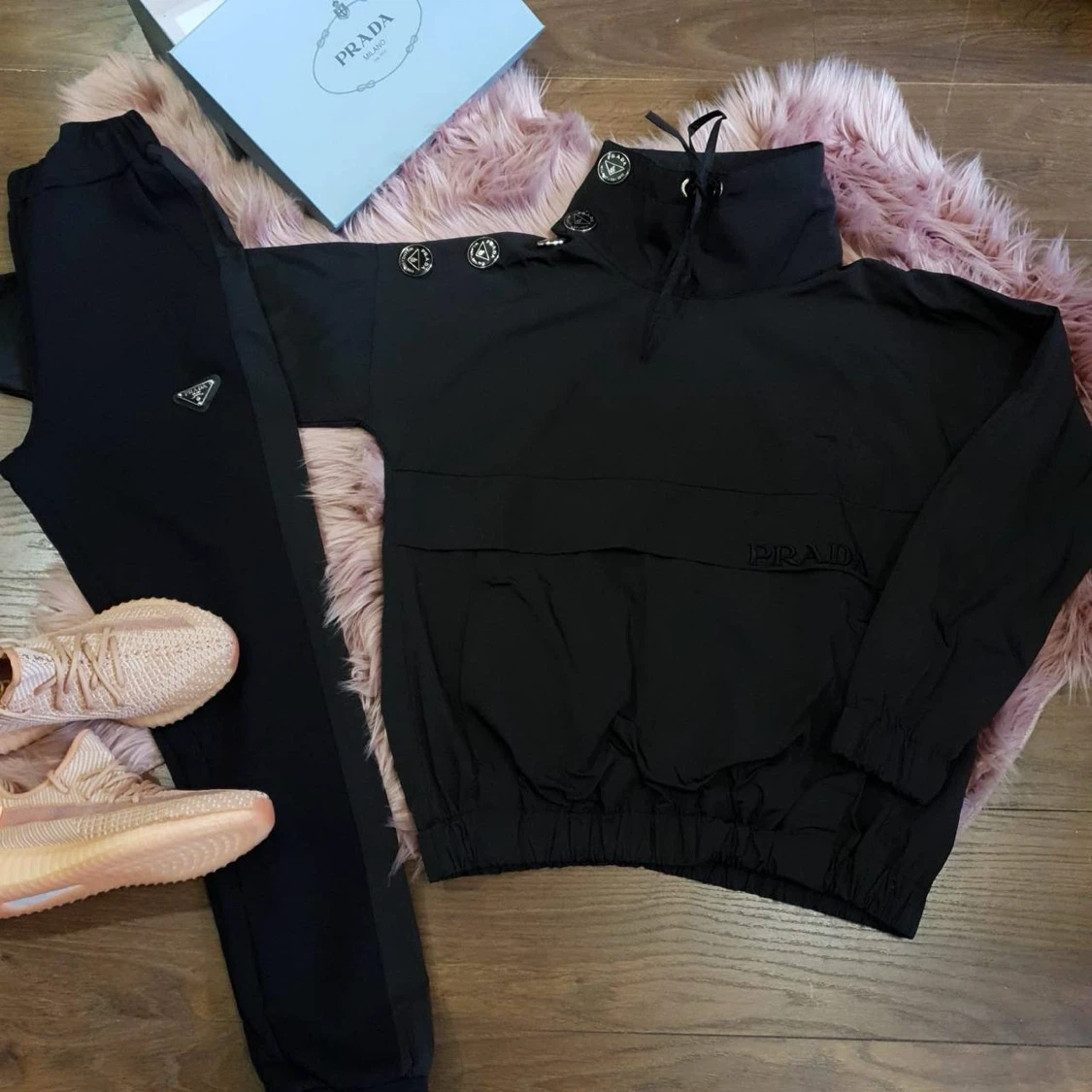 Prada Women’s Black Nylon & Knit Tracksuit – Size L (Brand New) - photo 2