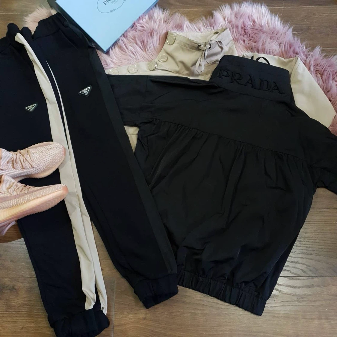 Prada Women’s Black Nylon & Knit Tracksuit – Size L (Brand New) - photo 3