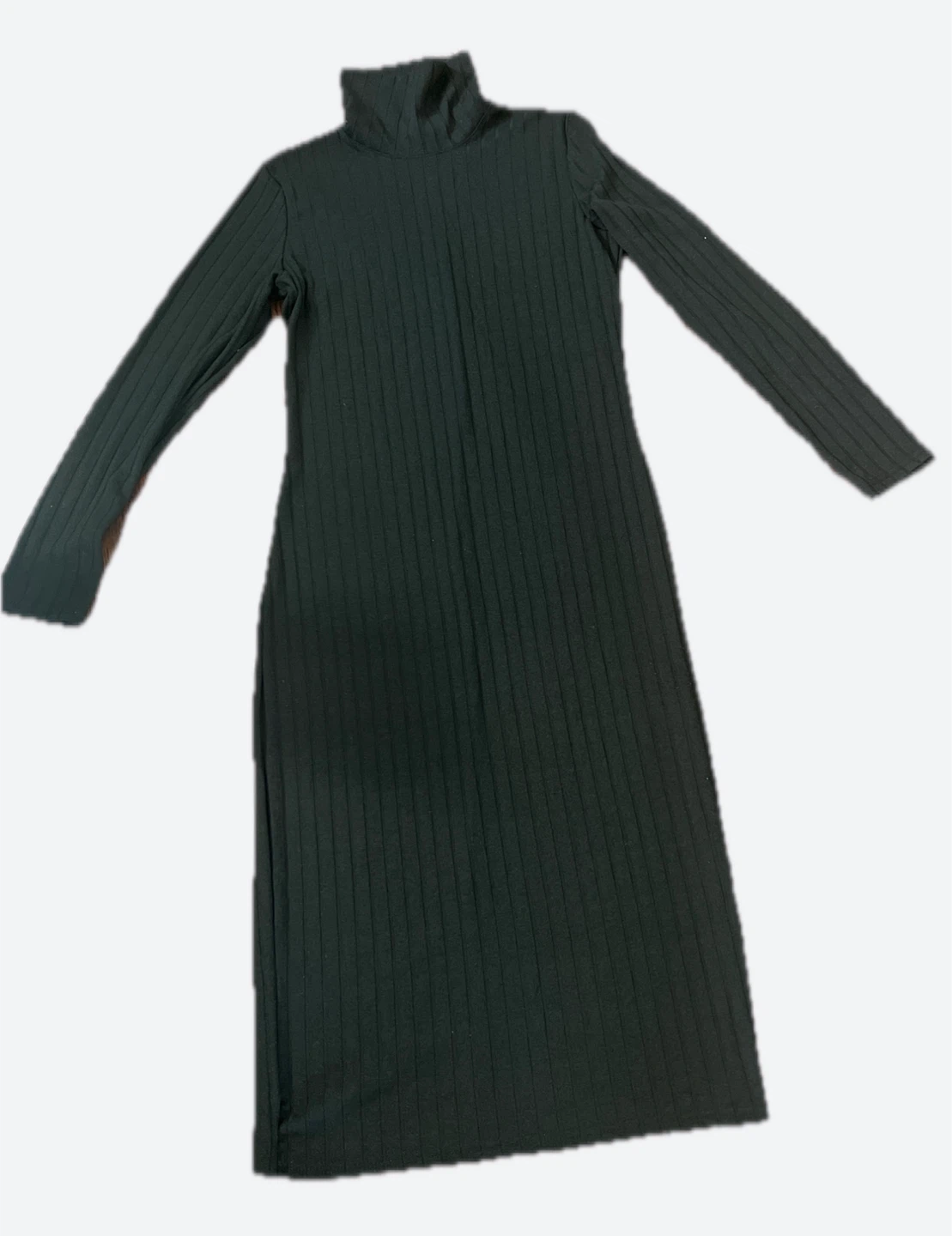 H&M Ribbed Turtleneck Midi Dress - Black - Size M