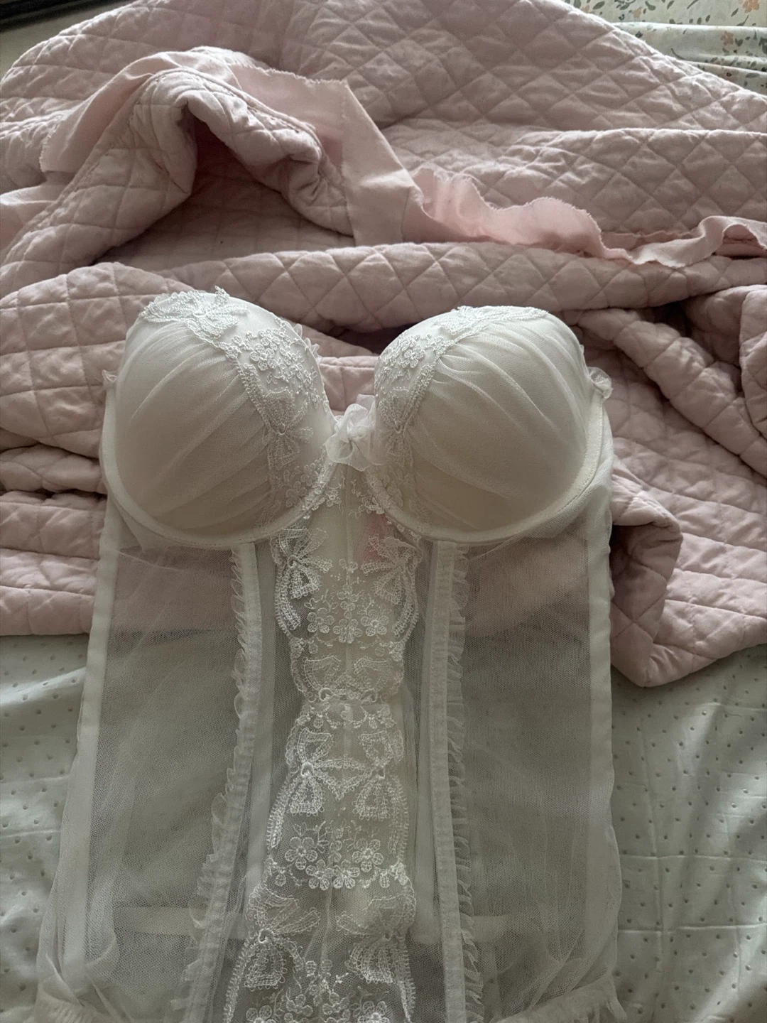 Victoria's Secret White Lace Corset Bra 34D