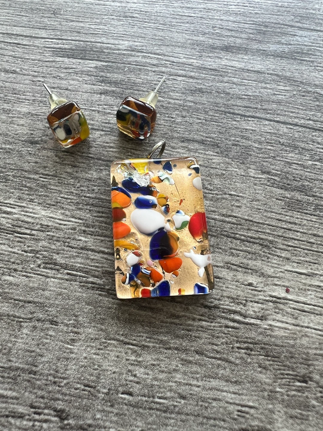 Italian Handmade Glass Pendant and Earrings Set