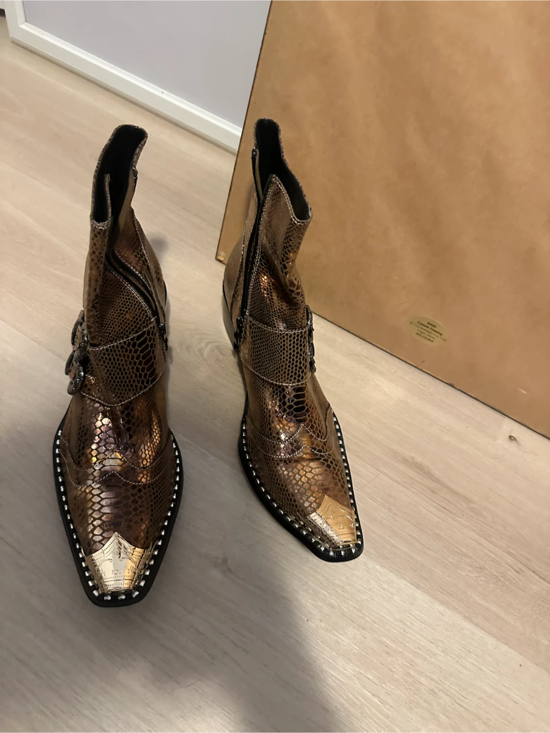 Brown Snake Print Ankle Boots - Size 49 - photo 2