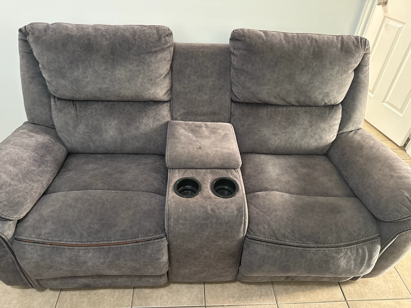 Grey suede couch - photo 2