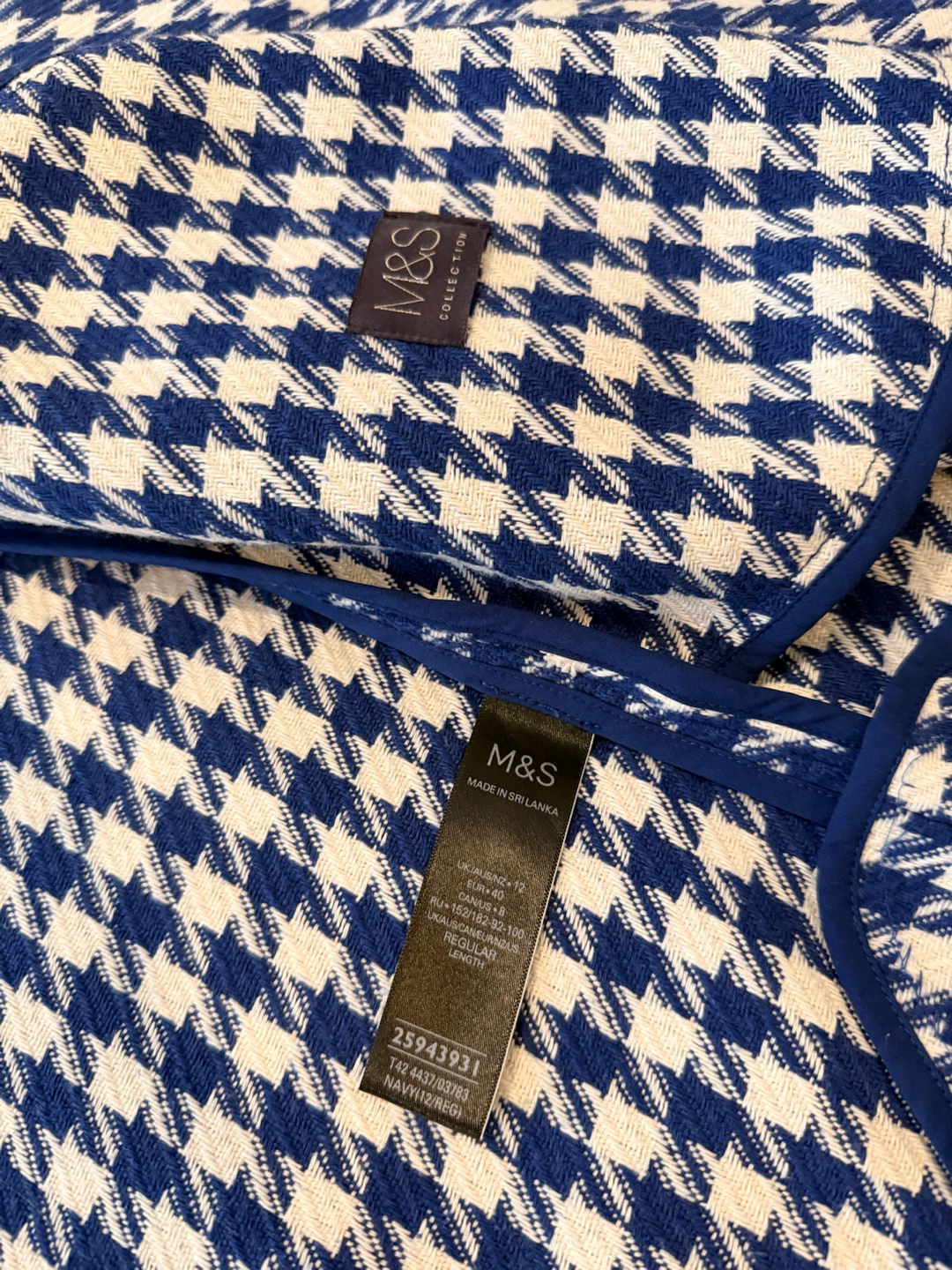 M&S Collection Blue & White Houndstooth Shirt Jacket - photo 2