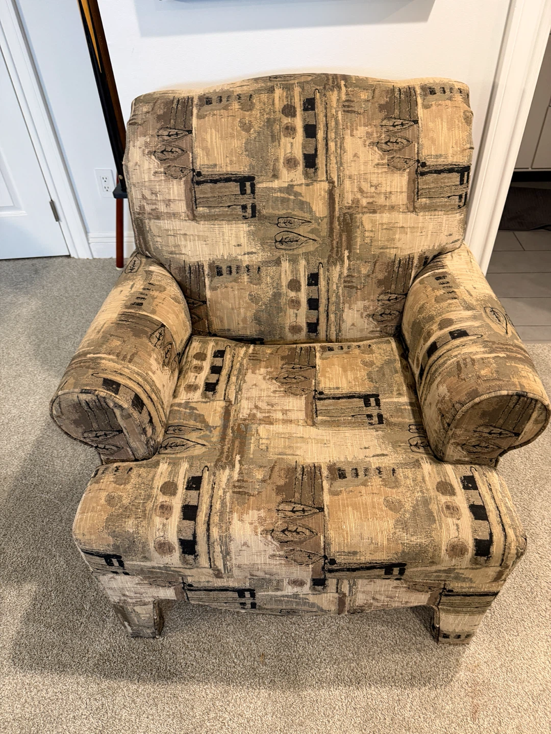 2 Antique Armchair with patterned upholstery