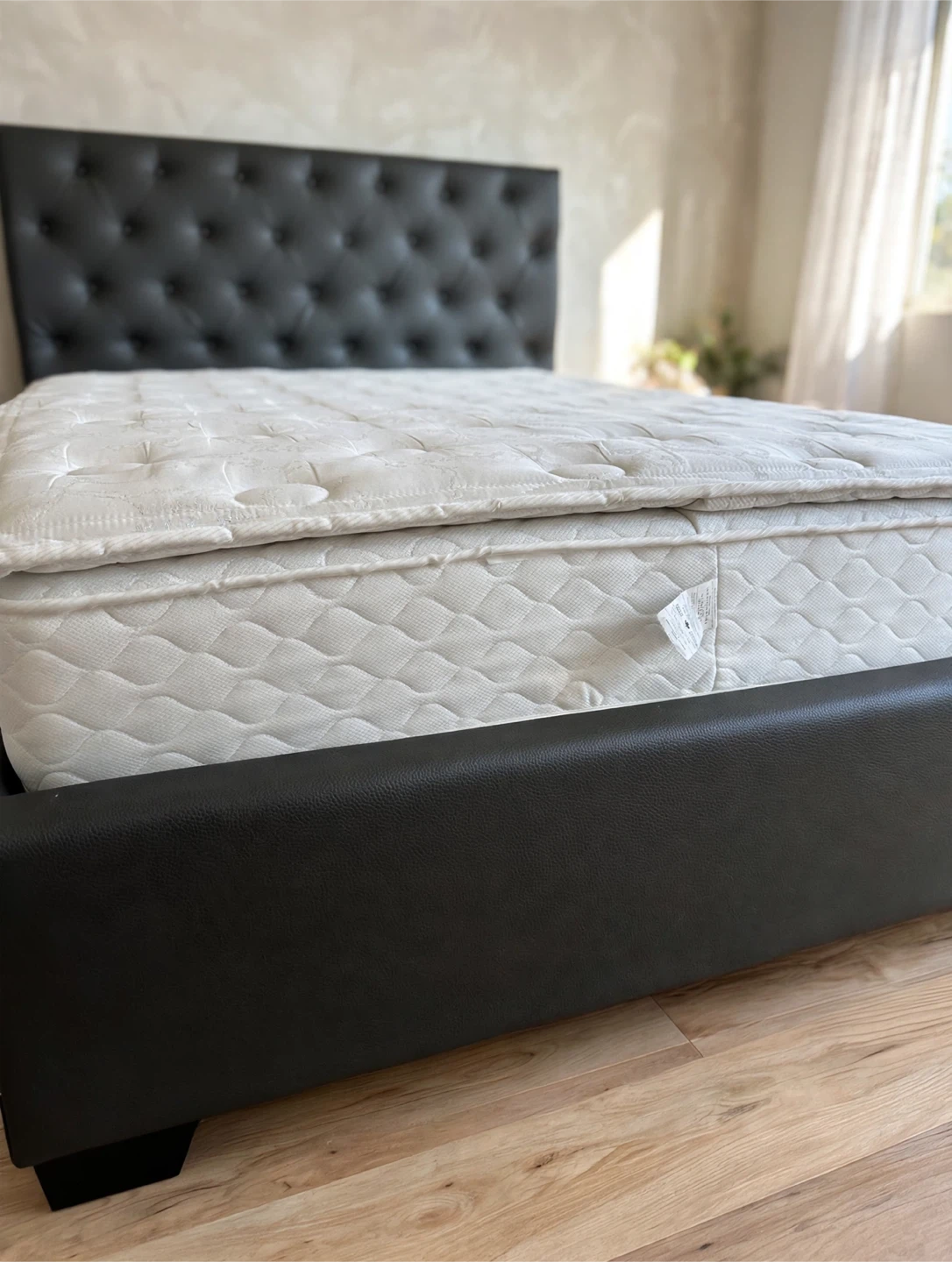 Dark brown Tufted Queen Bed Frame with Mattress- Complete Set - photo 3