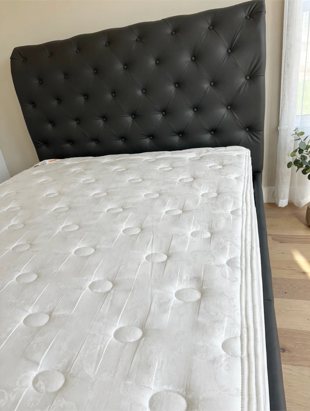 Dark brown Tufted Queen Bed Frame with Mattress- Complete Set - photo 4