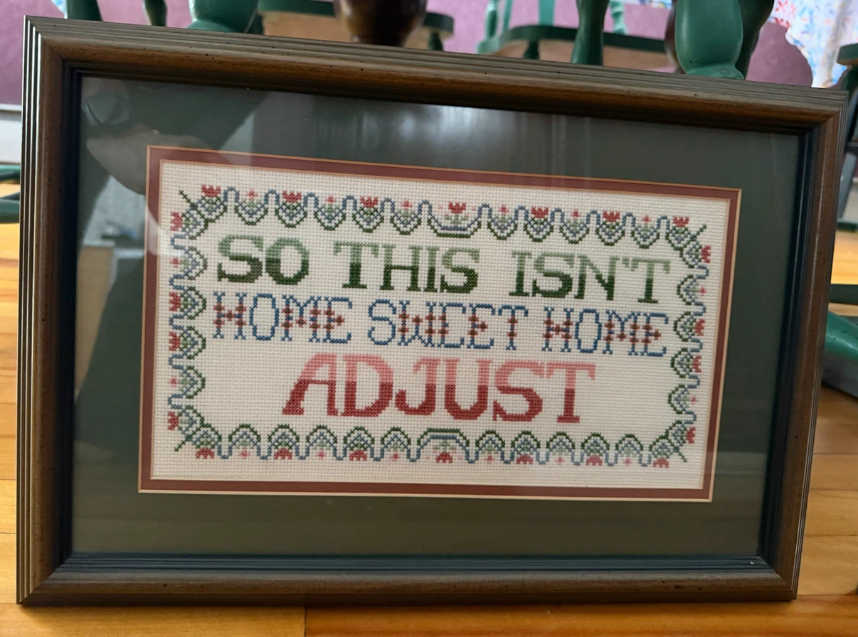 Framed Cross Stitch "So This Isn't Home Sweet Home Adjust"