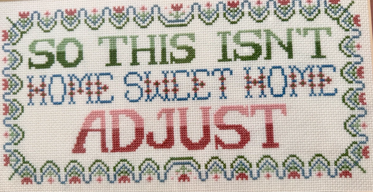 Framed Cross Stitch "So This Isn't Home Sweet Home Adjust" - photo 2