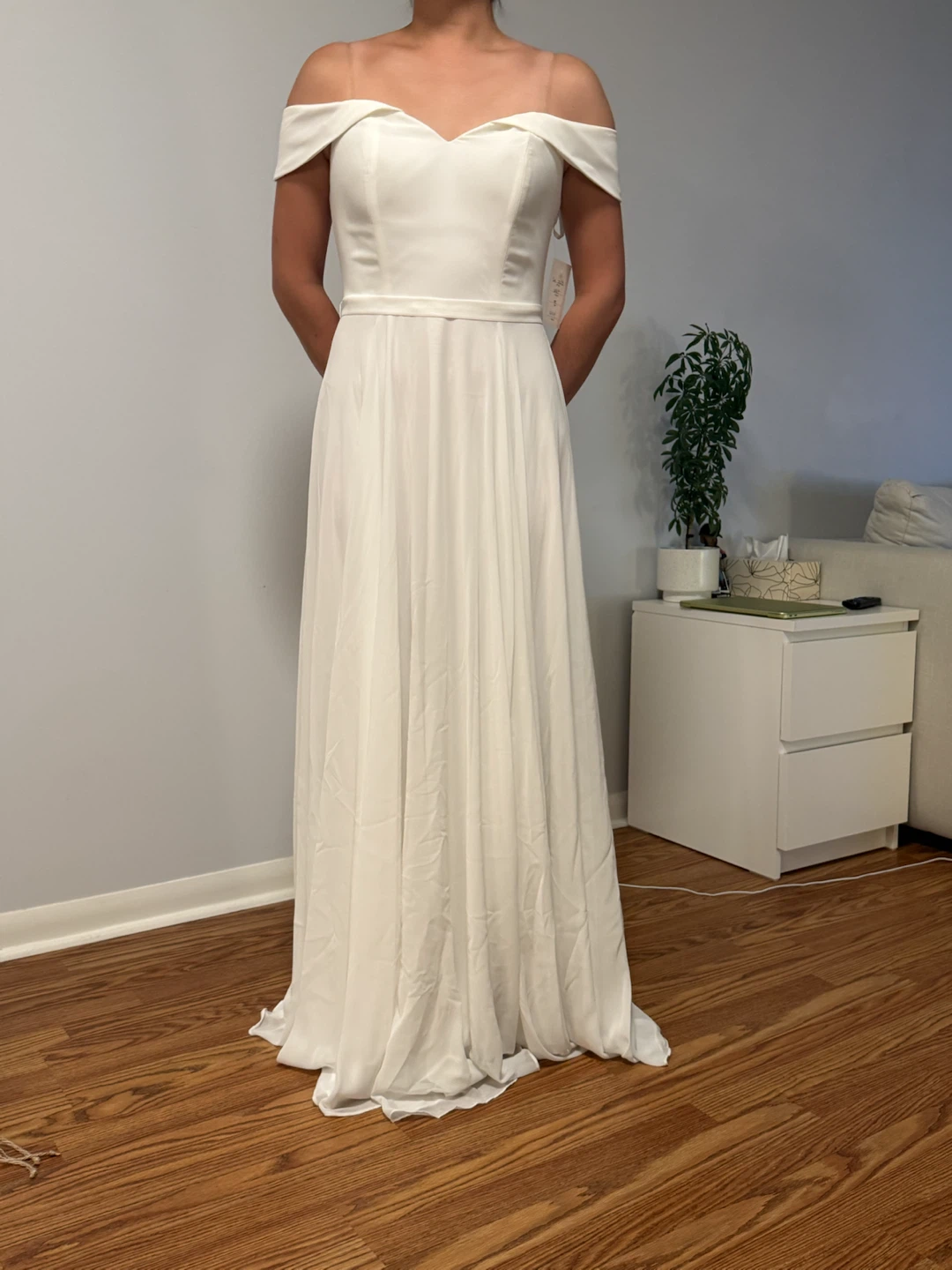 White Off-the-Shoulder Formal Dress