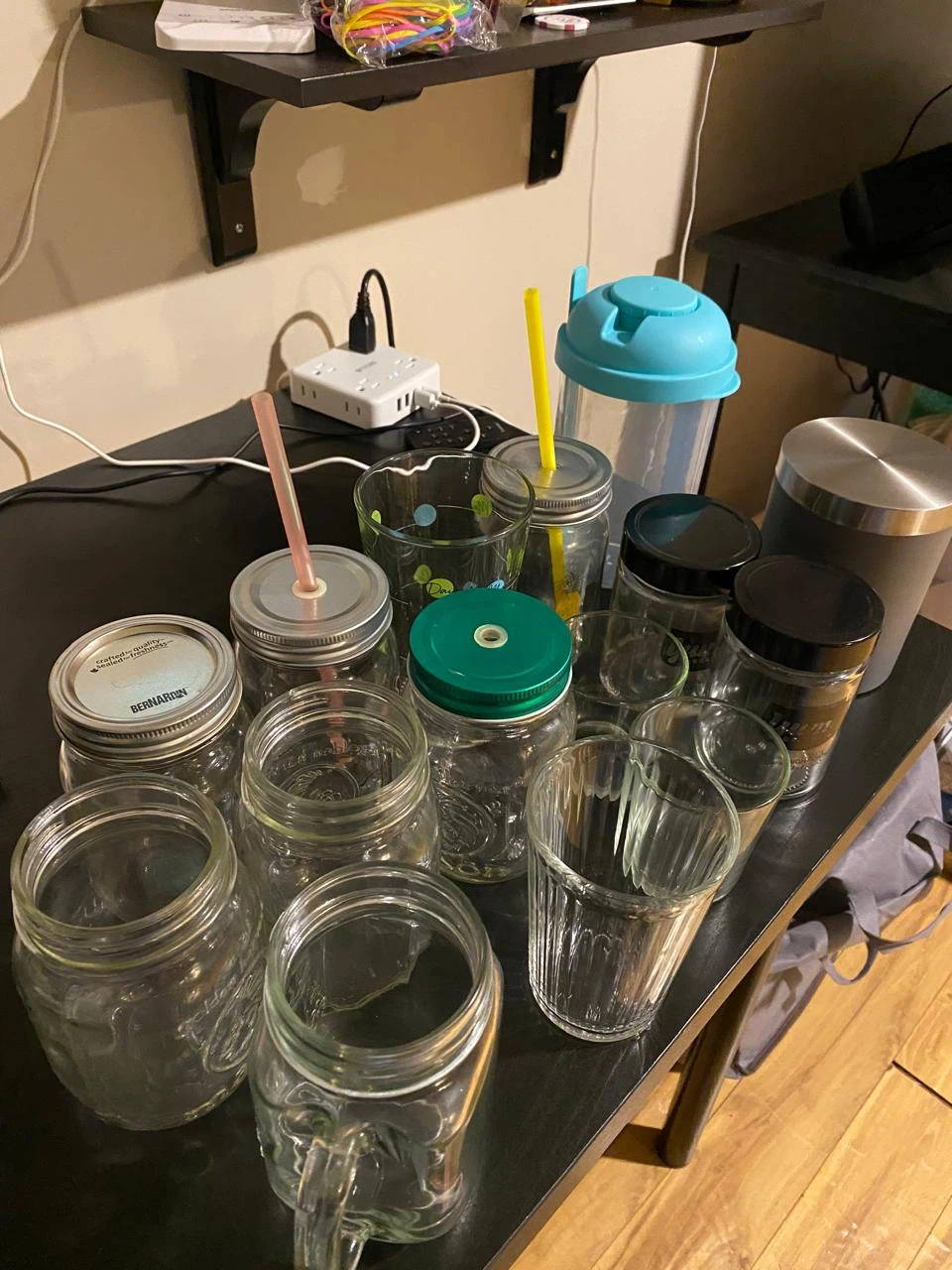 Assorted Glass Jars and Cups