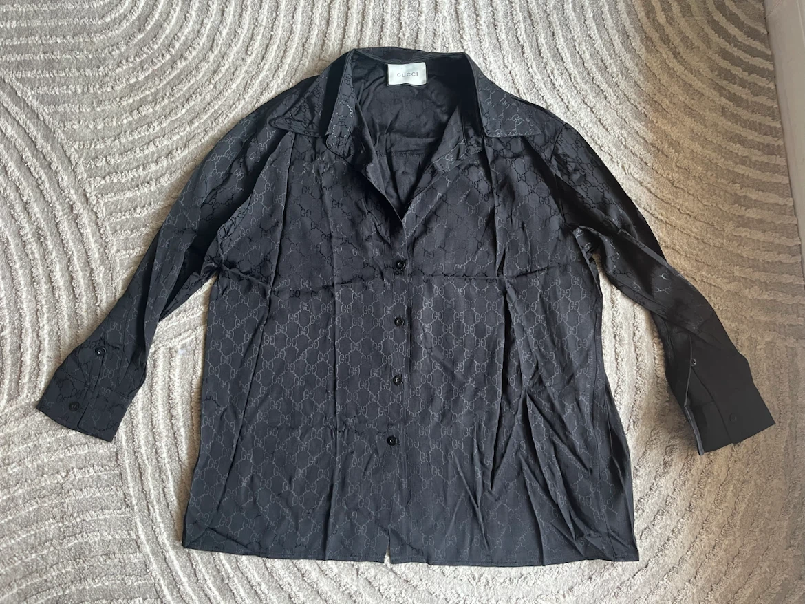 Black GG Monogram Button-Up Shirt M/L