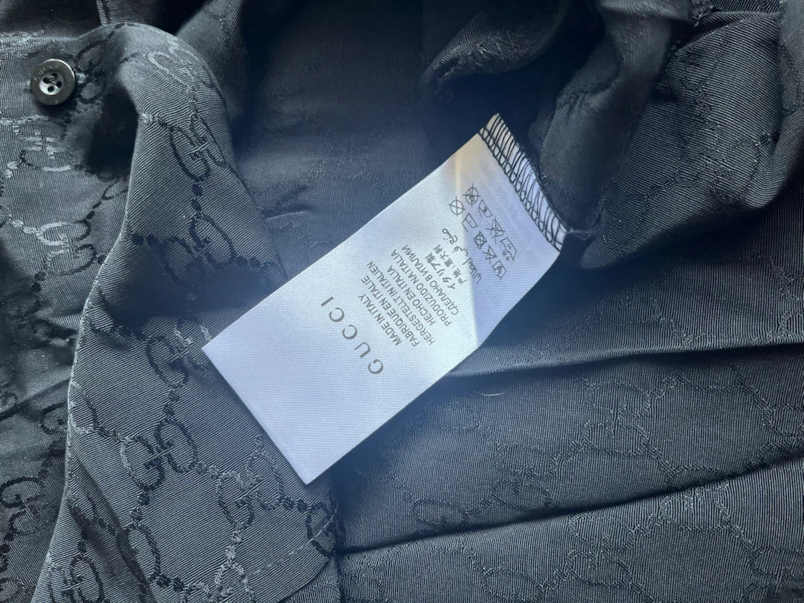 Black GG Monogram Button-Up Shirt M/L - photo 3