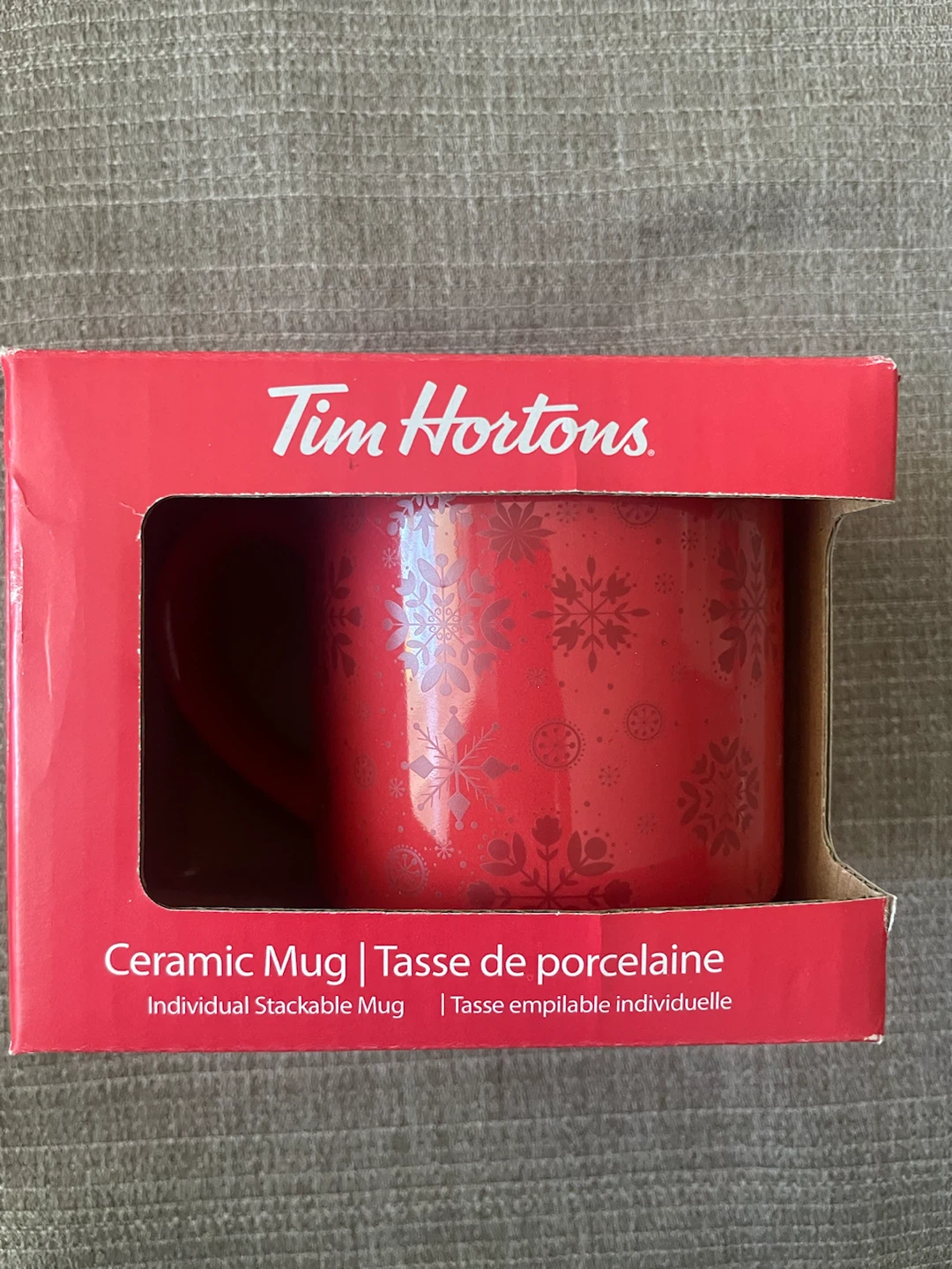 NEW! Tim Hortons Red Snowflake Ceramic Mug